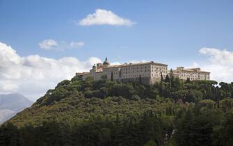 The rebuilt Monte Cassino abbey on top of the mountain in Italy. (Photo by: Loop Images/Universal Images Group via Getty Images)