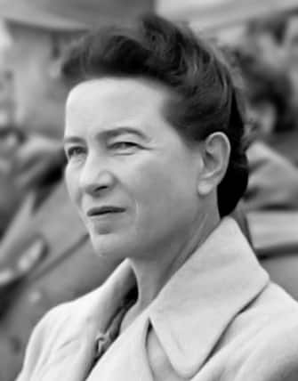 Simone de Beauvoir. Portrait of the French writer and philosopher, Simone Lucie Ernestine Marie Bertrand de Beauvoir (1908-1986), Beijing, 1955