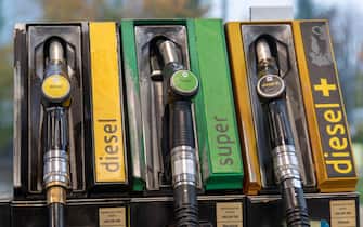 Italy, July 2022, Petrol pump. Increased cost of gasoline at gas stations
