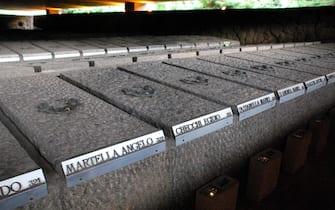 Mausoleo delle fosse Ardeatine, luogo dell'eccidio dei 335 italiani (ROMA - 2013-10-12, marcellino radogna) p.s. la foto e' utilizzabile nel rispetto del contesto in cui e' stata scattata, e senza intento diffamatorio del decoro delle persone rappresentate