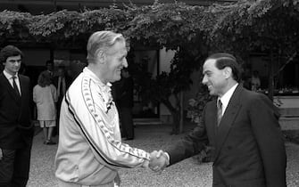Silvio Berlusconi meets Nils Liedholm in Milanello, Italy, 25 September 1986. ANSA/OLDPIX