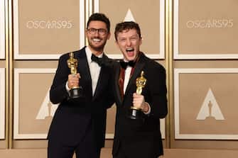 Mandatory Credit: Photo by Chelsea Lauren/Shutterstock (13804200bt)
Best Live Action Short, An Irish Goodbye, Tom Berkeley and Ross White
95th Annual Academy Awards, Press Room, Los Angeles, California, USA - 12 Mar 2023