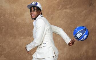 BROOKLYN, NY - JUNE 23: Jaden Hardy poses for a portrait after being drafted by the Dallas Mavericks during the 2022 NBA Draft on June 23, 2022 at Barclays Center in Brooklyn, New York. NOTE TO USER: User expressly acknowledges and agrees that, by downloading and or using this photograph, User is consenting to the terms and conditions of the Getty Images License Agreement. Mandatory Copyright Notice: Copyright 2022 NBAE (Photo by Steve Freeman/NBAE via Getty Images)