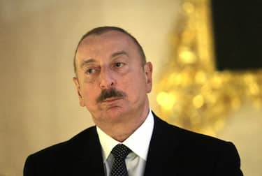 epa11044746 Azerbaijani President Ilham Aliyev during a visit of CIS heads of state to the Catherine Palace at the Tsarskoye Selo State Museum and Reserve in Pushkin, a town in the suburb of St. Petersburg, Russia, 26 December 2023. The Russian president traditionally convenes an informal meeting of the heads of state of the CIS in St. Petersburg before the New Year.  EPA/VLADIMIR SMIRNOV/SPUTNIK/KREMLIN POOL MANDATORY CREDIT