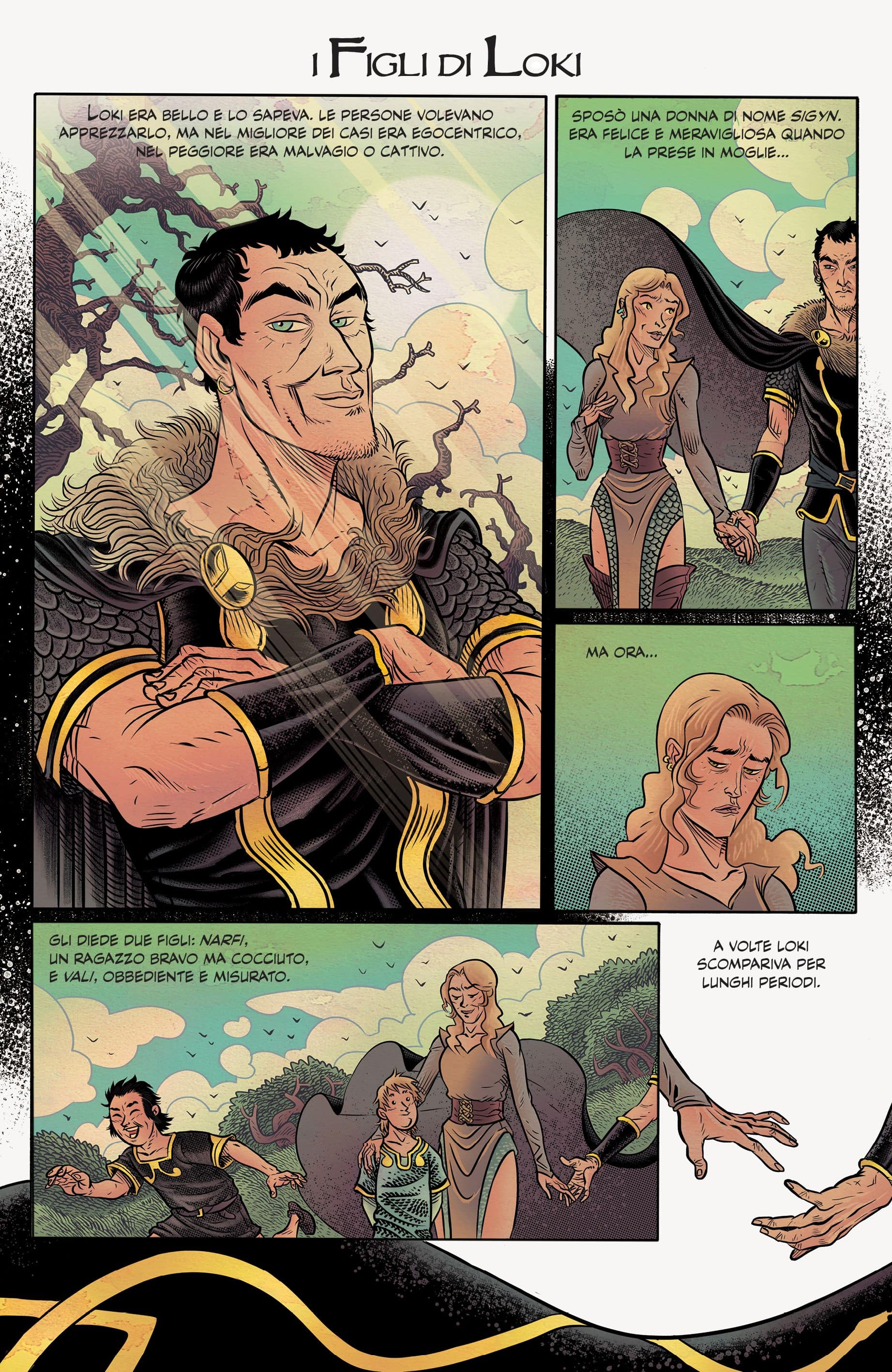 Una tavola illustrata da David Rubín per Miti del Nord di Neil Gaiman e P. Craig Russell