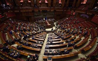 ROME, ITALY - OCTOBER 14: A general view of Italian Chamber of Deputies during the second session of the Italian Republic's XIX Legislature, on October 14, 2022 in Rome, Italy. Italians voted in the 2022 Italian general election on 25 September which was called after the dissolution of parliament was announced by Italian President Sergio Mattarella on 21 July. (Photo by Antonio Masiello/Getty Images)