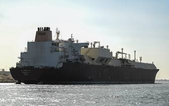 ISMAILIA, EGYPT - JANUARY 10: A ship transits the Suez Canal towards the Red Sea on January 10, 2024 in Ismailia, Egypt. In the wake of Israel's war on Gaza after the October 7 Hamas attack on Israel, Houthi rebels in Yemen pledged disruption on all ships destined for Israel through the Red Sea's Suez Canal. The disruption on world trade is evident in the number of companies using this container ship route - a 90 per cent decline compared to figures one year ago. (Photo by Sayed Hassan/Getty Images)