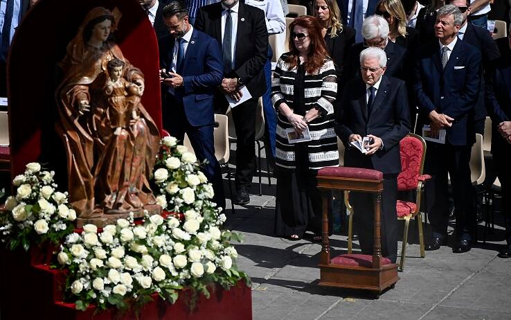 Sergio Mattarella, president of the Italian Republic, during a Holy Mass and Canonization of ten Blessed in Saint Peter's Square, Vatican City, 15 May 2022. ANSA/RICCARDO ANTIMIANI