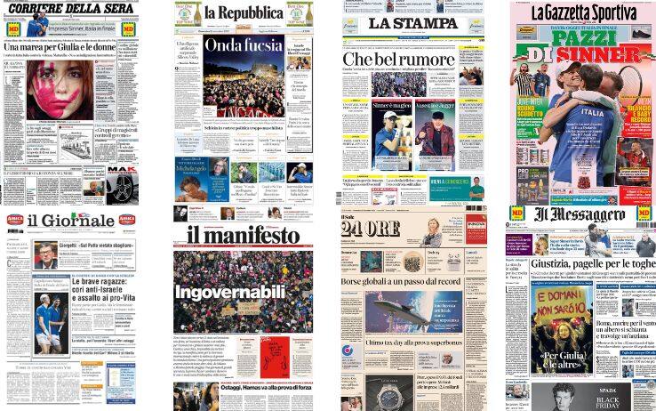 Le prime pagine dei quotidiani di oggi 26 novembre: la rassegna