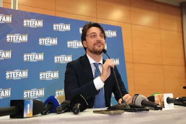 Alberto Stefani, eletto presidente del Veneto, nel suo comitato elettorale, 
24 novembre 2025. ANSA/ NICOLA FOSSELLA