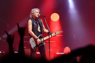 Ligabue performing on stage  during  Ligabue - Indoor Tour 2023 - Dedicato a noi, Italian singer Music Concert in Ancona, Italy, November 04 2023