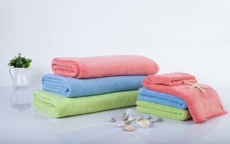 stack of multicolored towels