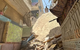 CAIRO, EGYPT - JULY 17: A view of the collapsed 4-storey building in Cairo, Egypt on July 17, 2023. At least nine people were killed. Civil defense forces rushed to the site of the collapsed building, where at least nine people were killed, to extract the victims from under the rubble. (Photo by Fareed Kotb/Anadolu Agency via Getty Images)