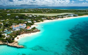 Aerial of Meads Bay Beach, Anguilla