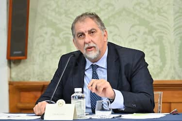 Il commissario di Governo per Caivano Fabio Ciciliano, durante la presentazione a Palazzo Chigi del progetto di riqualificazione del centro Delphinia di Caivano, Roma, 19 ottobre 2023. ANSA/ALESSANDRO DI MEO