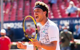 Exultation of Marco CECCHINATO of the Italy			
 during ATP 250 Emilia-Romagna Open 2021, Tennis Internationals in Parma, Italy, May 26 2021