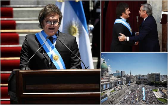 Javier Milei new president of Argentina, the inauguration ceremony.  PHOTO