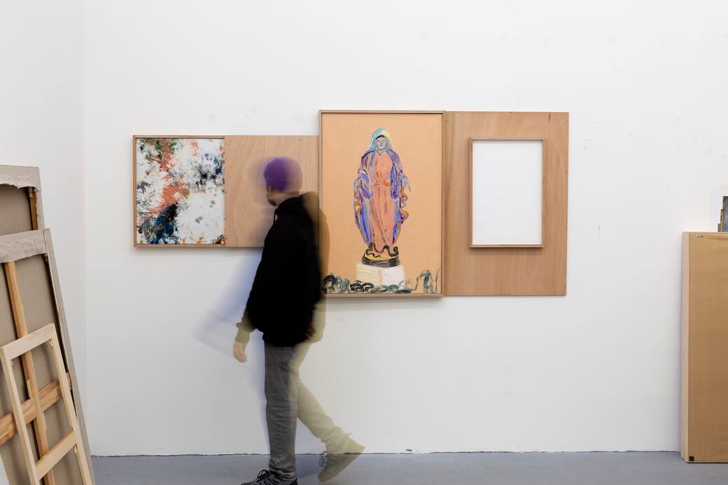 Matteo Fato, La Madonna che calpesta la Pittura (d’apres Gino De Dominicis, La Madonna che ride, 1972), 2023 (circa). Courtesy dell’Artista & Monitor, Rome - Lisbon - Pereto (AQ)