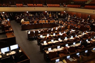 A general view shows the Israeli parliament (Knesset) meeting in Jerusalem on July 10, 2023. (Photo by Menahem KAHANA / AFP) (Photo by MENAHEM KAHANA/AFP via Getty Images)