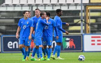 Italy's players jubilates after scoring the goal 1-0 in the 38th minute  during friendly football  Match, Teofilo Tadini Stadium, Italy v Japan, 26 September 2022
(Photo by AllShotLive/Sipa USA)