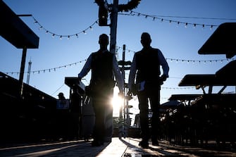 16 September 2023, Bavaria, Munich: Kick-off to the Oktoberfest. Employees arrive at the festival site. The 188th Wiesn will take place this year from 16.09.- 03.10.2023. Photo: Sven Hoppe/dpa (Photo by Sven Hoppe/picture alliance via Getty Images)