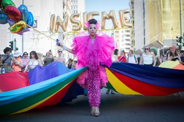 People at the Milan Pride Parade 2023 for LGBTQIA+ rights. Milan (Italy), June 24th, 2023 (Photo by Pamela Rovaris/Archivio Pamela Rovaris/Mondadori Portfolio via Getty Images)