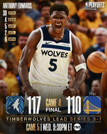 GOLDEN STATE WARRIORS-MINNESOTA T'WOLVES GARA-4 110-117 (SERIE 1-3)
