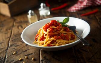 Pasta with homemade tomato sauce