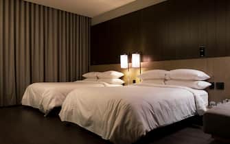 Standard double beds hotel room