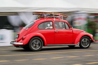 epa06380535 A red Volkswagen beetle at the 32nd Volkswagen Classic and Customs Car Show inside a military camp in Quezon City, north of Manila, Philippines, 10 December 2017.  EPA/MARK R. CRISTINO