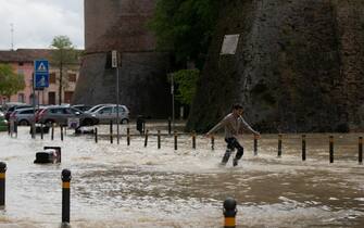 Alluvione a Lugo in Provincia di Ravenna per l'esondazione di un fiume. 18 maggio 2023, Lugo, Ravenna. ANSA/EMANUELE VALERI