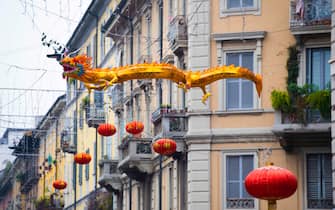 Preparativi per il Capodanno cinese a Milano, 17 Gennaio, 2023. Il 2023 è l'anno del coniglio.      ANSA / ANDREA FASANI