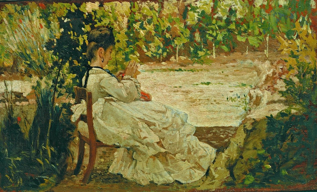 Giovanni Fattori, Signora in giardino, 1875 circa. Collezione privata