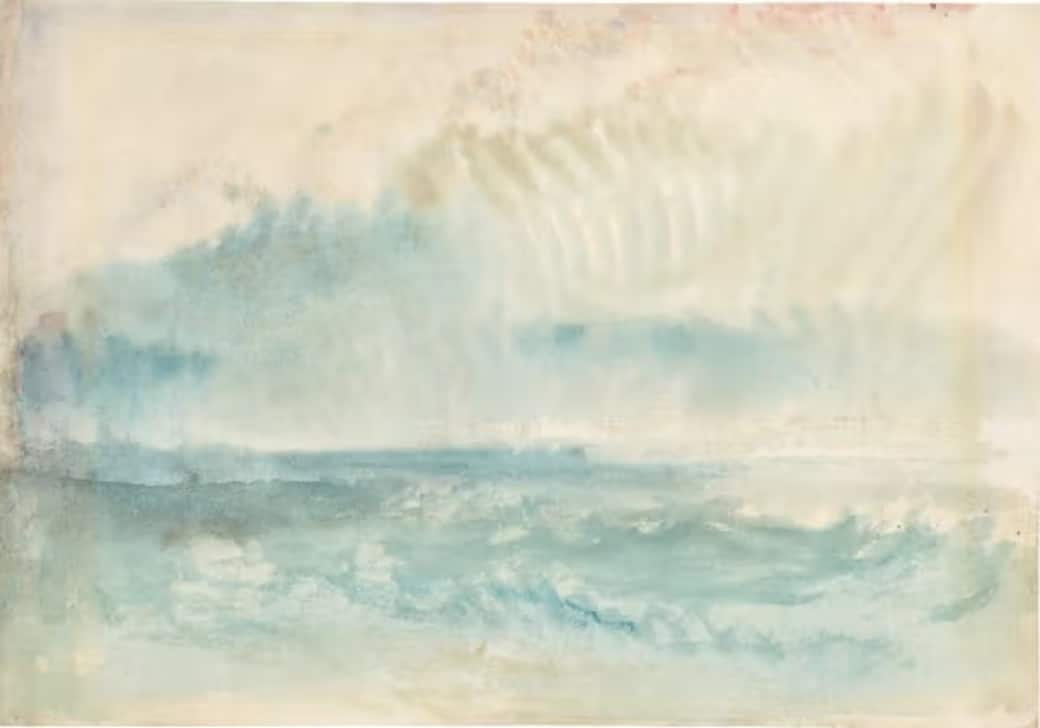 Joseph Mallord William Turner, R.A. (London, 1775-1851), The approach to Venice or Venice from the lagoon, circa 1840. Watercolor, pen and red and brown ink 8 11⁄16 x 12 ½ in. (22.1 x 31.8 cm). Courtesy Christie's