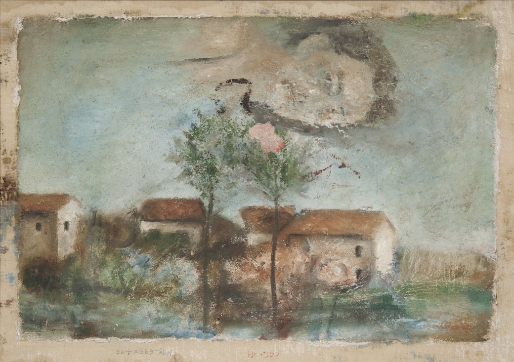 Paesaggio con volto maschile (1943). Fondo Pier Paolo Pasolini, Archivio Contemporaneo A. Bonsanti, Gabinetto Vieusseux © PIER PAOLO PASOLINI, by SIAE 2026