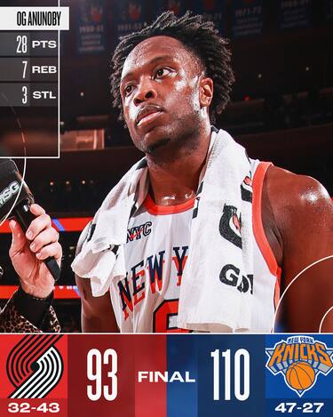 NEW YORK KNICKS-PORTLAND TRAIL BLAZERS 110-93