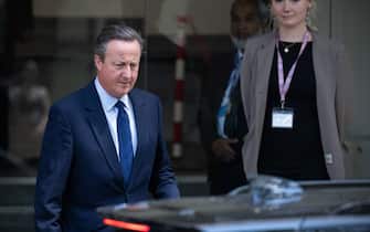 LONDON, ENGLAND - JUNE 19: Former British Prime Minister David Cameron leaves after giving evidence at the Covid-19 inquiry on June 19, 2023 in London, England. The UK Covid-19 Inquiry is examining the UK's response to and impact of the Covid-19 pandemic and learning lessons for the future. (Photo by Carl Court/Getty Images)