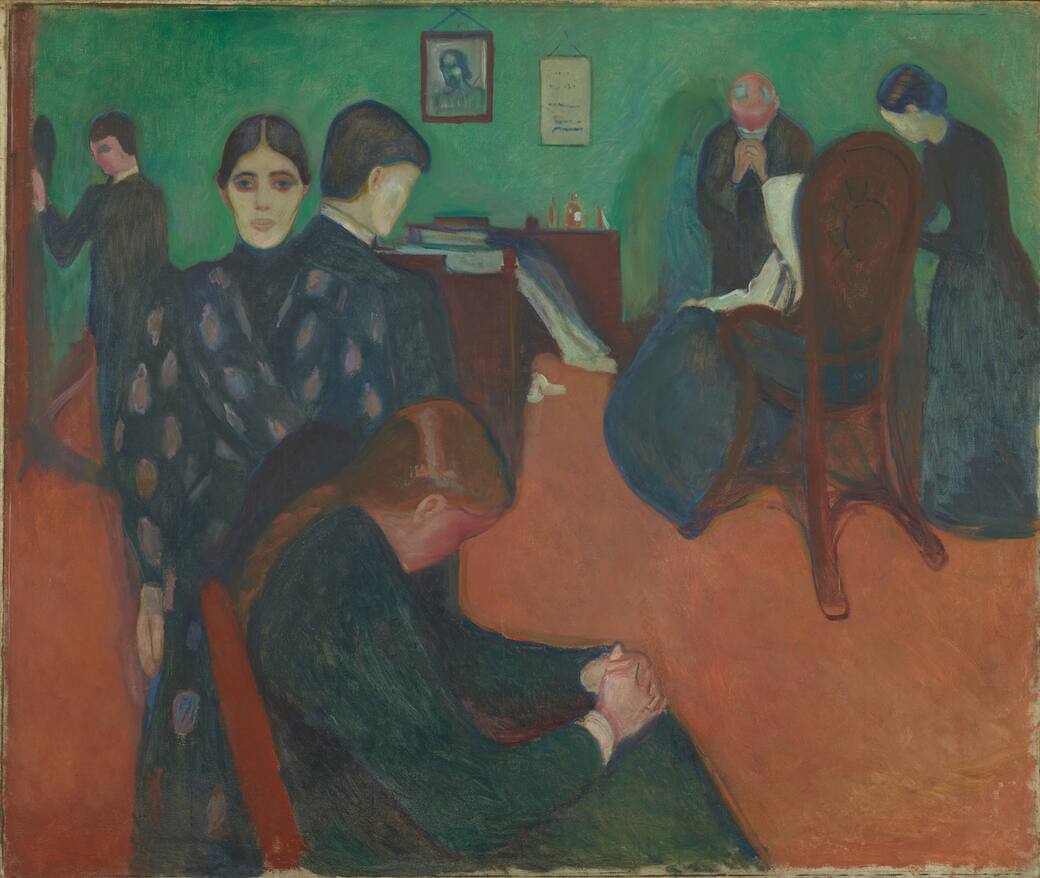 Edvard Munch, La morte nella stanza della malata, 1893. Olio su tela, 134,5x160 cm Photo © Munchmuseet