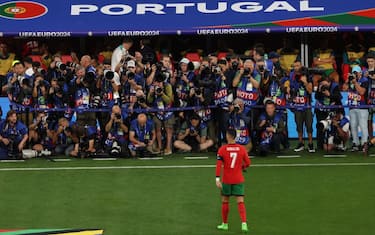 LEIPZIG, GERMANY - JUNE 18: A general view of photographers as Cristiano Ronaldo of Portugal prepares to pose for a team photograph prior to the UEFA EURO 2024 group stage match between Portugal and Czechia at Football Stadium Leipzig on June 18, 2024 in Leipzig, Germany. (Photo by Julian Finney/Getty Images)
