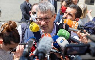 Maurizio Landini segretario della CGIL esce da palazzo dopo lÕincontro con Draghi. Roma 27 luglio 2022 
ANSA/MASSIMO PERCOSSI
