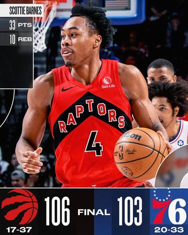 PHILADELPHIA 76ERS-TORONTO RAPTORS 103-106