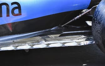 BAKU CITY CIRCUIT, AZERBAIJAN - APRIL 26: Hydraulic fluid on the car of George Russell, Williams Racing FW42 after being retuned by marshals on the back of a low loader during the Azerbaijan GP at Baku City Circuit on April 26, 2019 in Baku City Circuit, Azerbaijan. (Photo by Mark Sutton / Sutton Images)