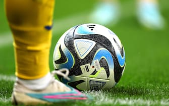 BUCHAREST, ROMANIA - SEPTEMBER 09: A detailed view of the Adidas Oceaunz Pro match ball during the UEFA EURO 2024 European qualifier match between Romania and Israel at National Arena on September 09, 2023 in Bucharest, Romania. (Photo by Francesco Scaccianoce - UEFA/UEFA via Getty Images)