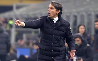 Inter Milan’s coach Simone Inzaghi reacts during the Italian serie A soccer match between Fc Inter  and Salernitana at  Giuseppe Meazza stadium in Milan, 16 February  2024.
ANSA / MATTEO BAZZI