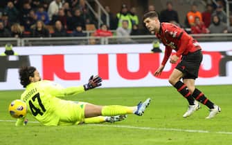 AC Milan’s Christian Pulisic (R) scores goal of 1 to 0 against Sassuolo's goalkeeper Andrea Consigli during the Italian serie A soccer match between AC Milan and Sassuolo at Giuseppe Meazza stadium in Milan, 30 December 2023.
ANSA / MATTEO BAZZI