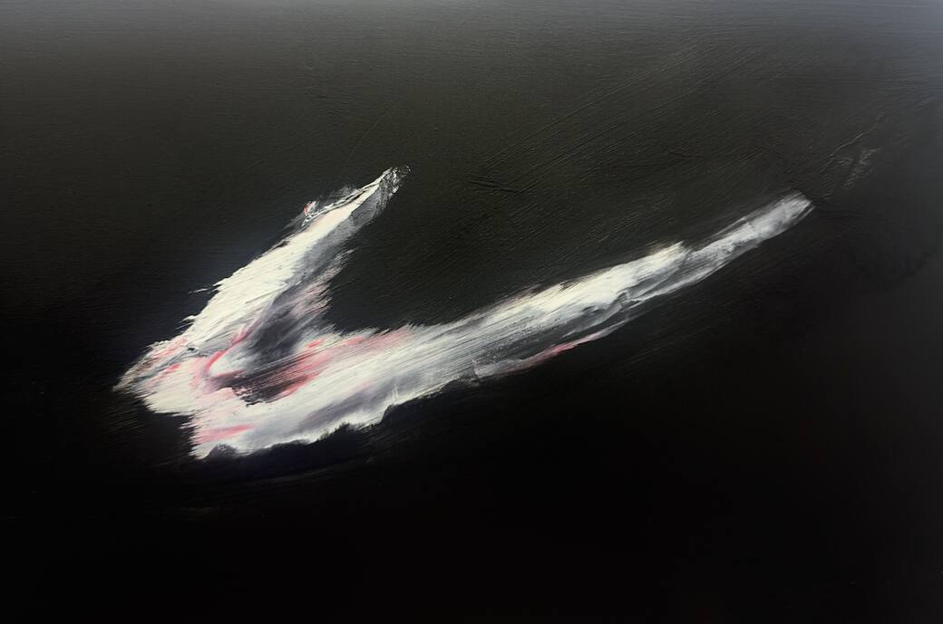 Lorenzo Puglisi, Crocifissione, 2026, olio su tavolo, 300x170 cm, dettaglio