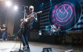 Tom DeLonge of Blink 182 performing live at Brixton Academy in London.