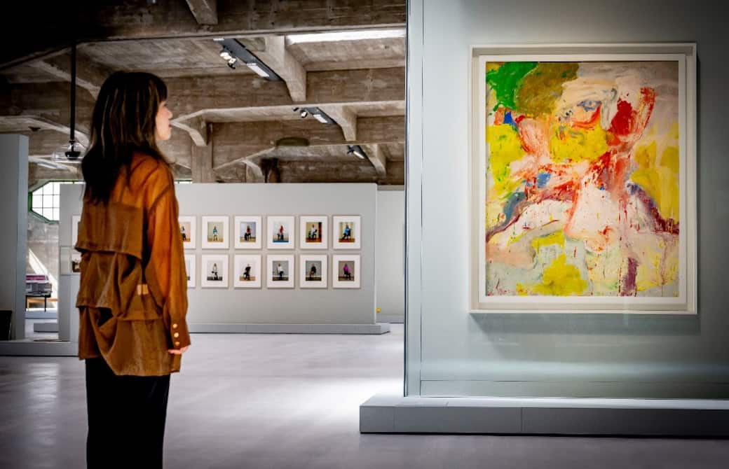 Willem de Kooning (1904–1997), Man in Wainscott, 1969. Signed “de Kooning” (lower left). Oil paint on paper and newspaper collage on canvas, 152.4 x 122.6 cm