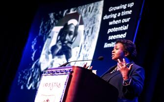 Garden City, N.Y.: NASA Astronaut, Dr. Mae C. Jemison, the first woman of color to go into space, speaks during a conference titled One Giant  Leap: Apollo 11 @ 50, on the campus of Hofstra University in Garden City, New York on April 2, 2019. (Photo by Thomas A. Ferrara/Newsday RM via Getty Images)