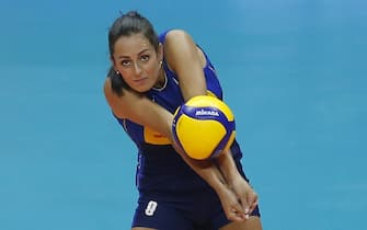 (220618) -- BRASILIA, June 18, 2022 (Xinhua) -- Chiara Caterina Bosetti of Italy passes the ball during the FIVB Volleyball Nations League Women Pool 3 match between Italy and Germany in Brasilia, Brazil, on June 17, 2022. (Photo by Lucio Tavora/Xinhua) - Lucio Tavora -//CHINENOUVELLE_XxjpsgE007392_20220618_PEPFN0A001/2206181206/Credit:CHINE NOUVELLE/SIPA/2206181217